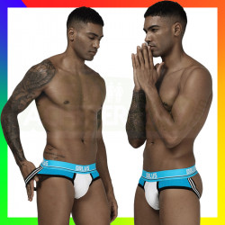 Jockstrap bleu et blanc marque Orlus pour homme gay