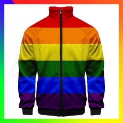 Sweat-shirt rainbow reprenant les couleurs du drapeau LGBT. Zippé par une fermeture. Sweat-shirt rainbow reprenant les couleurs du drapeau LGBT. Zippé par une fermeture.