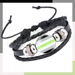 Bracelet Agender cuir et verre