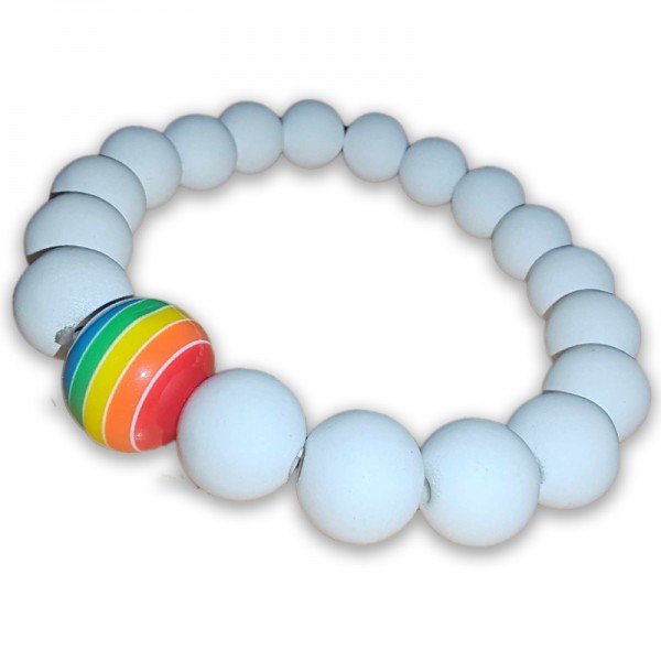 Bracelet LGBT Perles blanches + Rainbow
