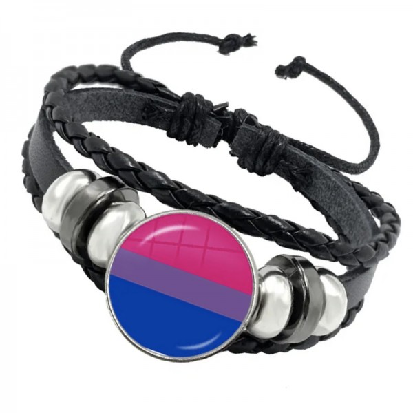 Bracelet bisexuel cuir et verre
