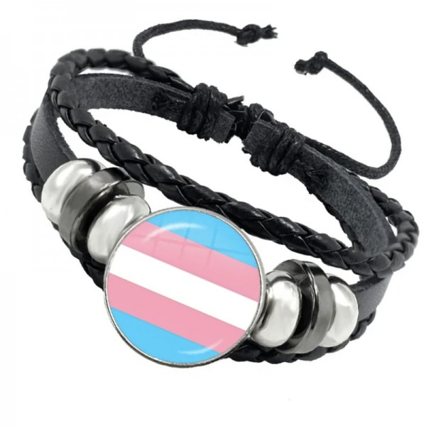 Bracelet transgenre cuir et verre
