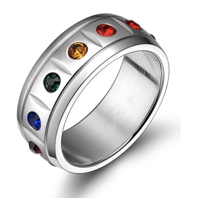 Bague LGBT avec strass Bague LGBT avec strass