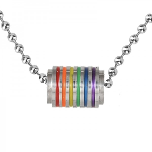 Pendentif LGBT Rainbow Cylindre émaillé