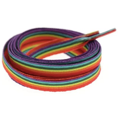 Paire de lacets aux couleurs du rainbow flag, symbole de la fierté LGBT. Paire de lacets aux couleurs du rainbow flag, symbole de la fierté LGBT.