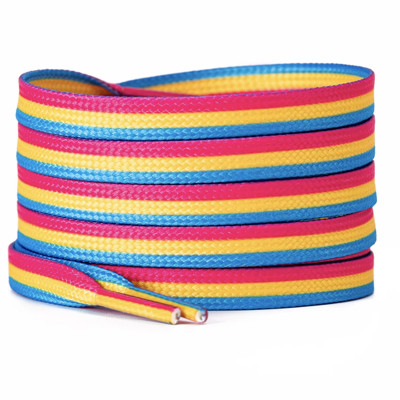 Paire de lacets aux couleurs du drapeau pansexuel. Paire de lacets aux couleurs du drapeau pansexuel.