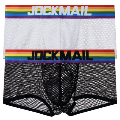 Boxer sexy transparent pour homme gay. L'elastique est rainbow.