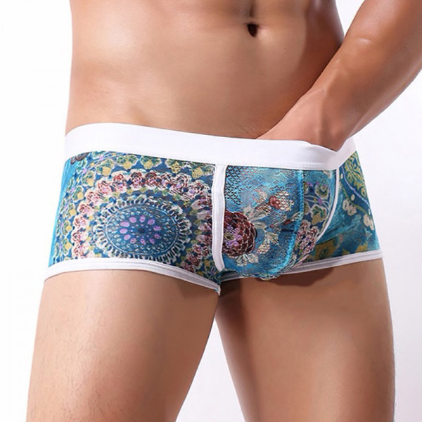 Boxer dentelle bleu