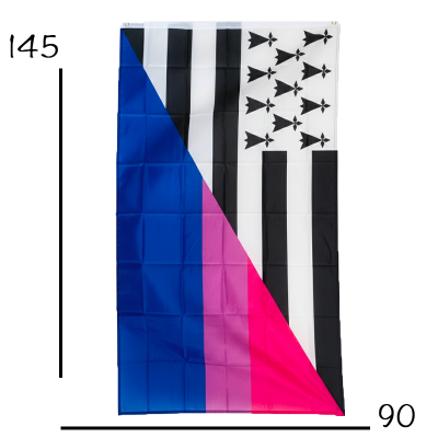 Drapeau Bisexuel Breton BZH Bi Pride accroché au mur