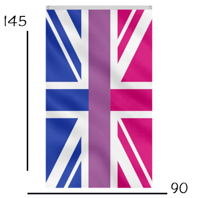 Drapeau Union Jack Bisexuel (Rose/Violet/Bleu) vertical 145x90cm