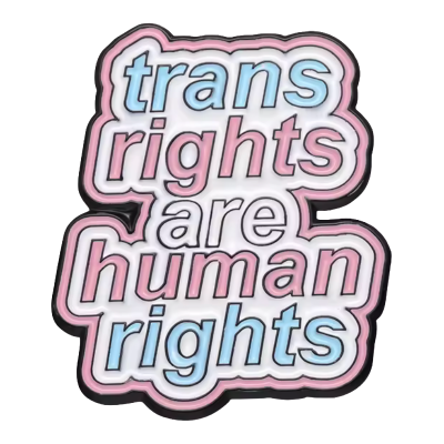 Pin's émaillé Trans Rights Are Human Rights aux couleurs du drapeau trans pour veste ou sac