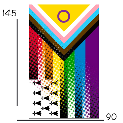 Drapeau breton Gwenn-ha-Du fusionné avec le drapeau Progress Pride intersexe