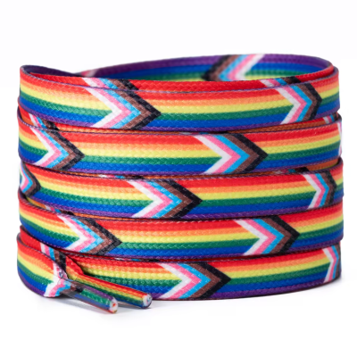 Paire de lacets 150 cm aux couleurs du drapeau progressiste. .
