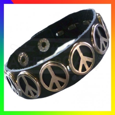 Bracelet Cuir Peace & Love