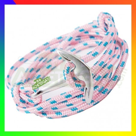 Bracelet nylon Ancre rose