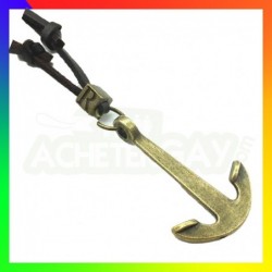 pendentif ancre acier cuir