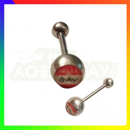 Piercing langue "Hello i'm Gay"