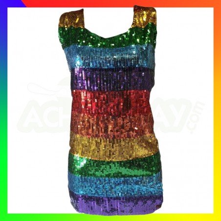 Haut rainbow paillettes