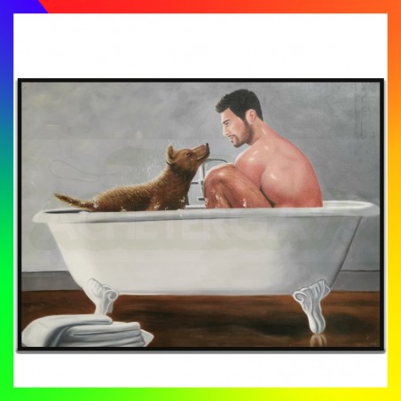 Tableau homme et chien